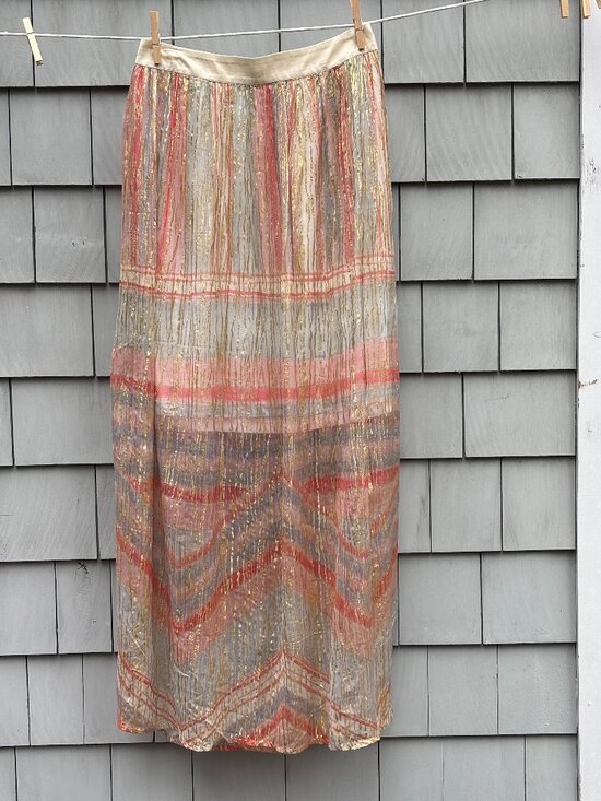 Anthropologie Dresses & Skirts - bl^nk Anthropologie Metallic Maxi Skirt Neutral Motif NWT S